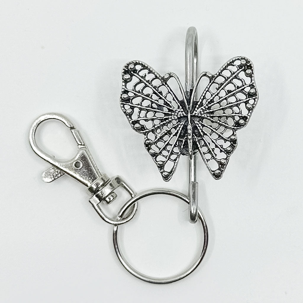 Oberon Design Hand Crafted Key Ring Purse Hook, Filigree Butterfly