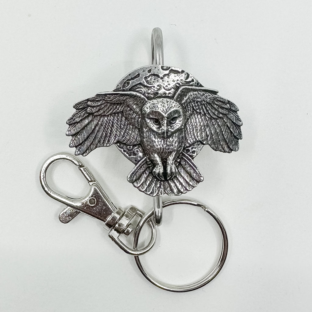 Oberon Design Hand Crafted Key Ring Purse Hook, Full Moon Owl