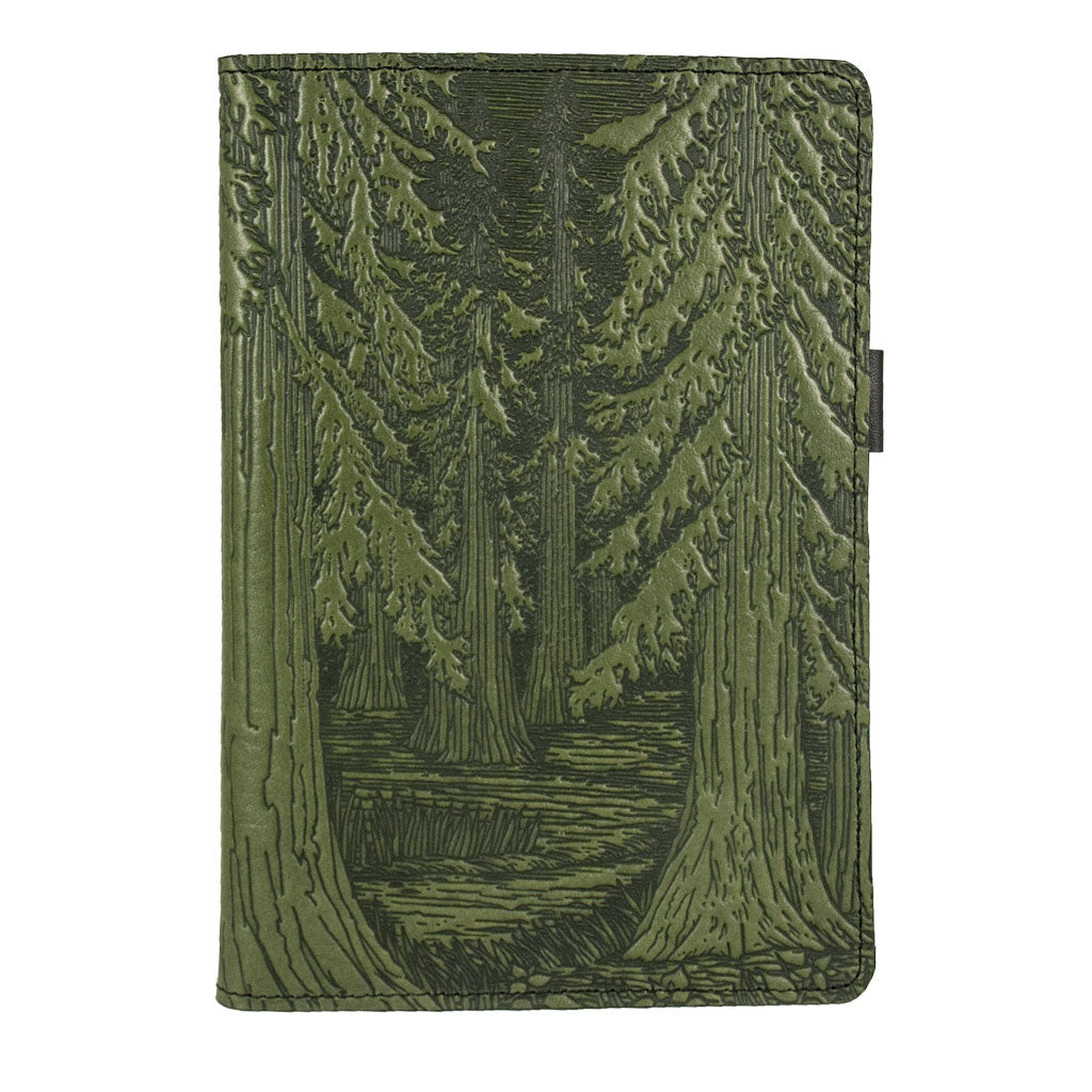 Leather Portfolio with Notepad, Pockets and Pen Holder, Forest, Closed