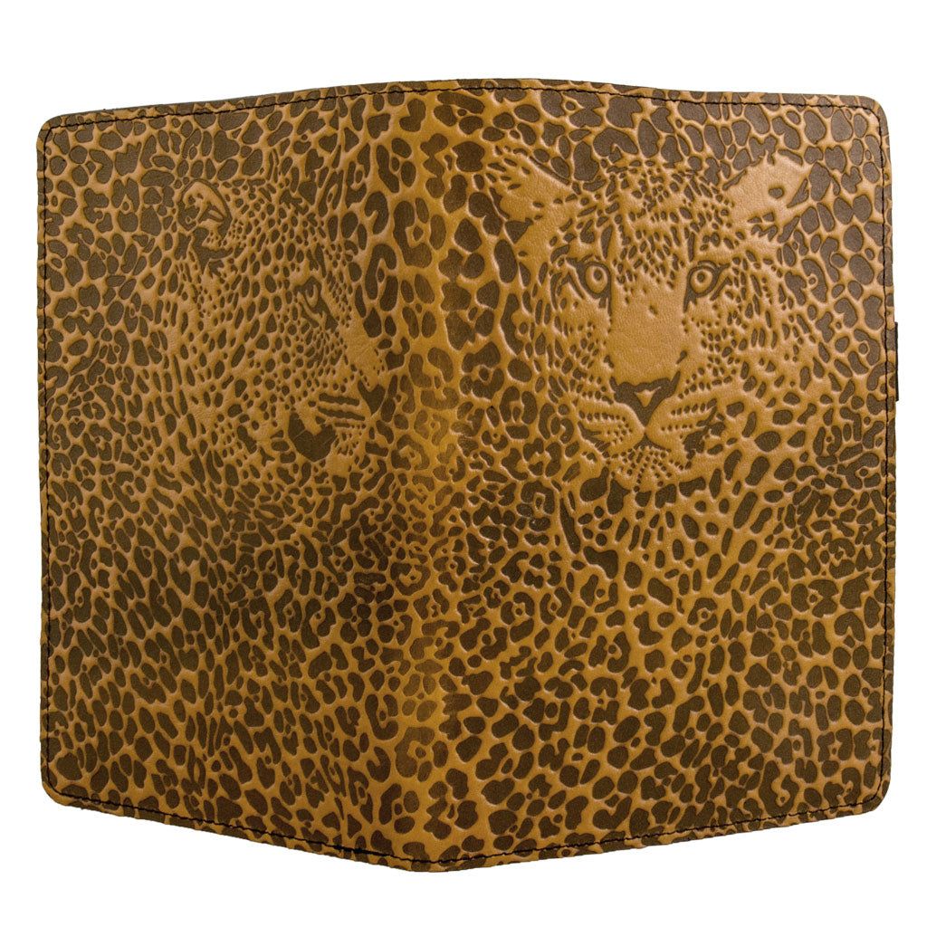 Leather Portfolio with Notepad, Pockets and Pen Holder, Leopard