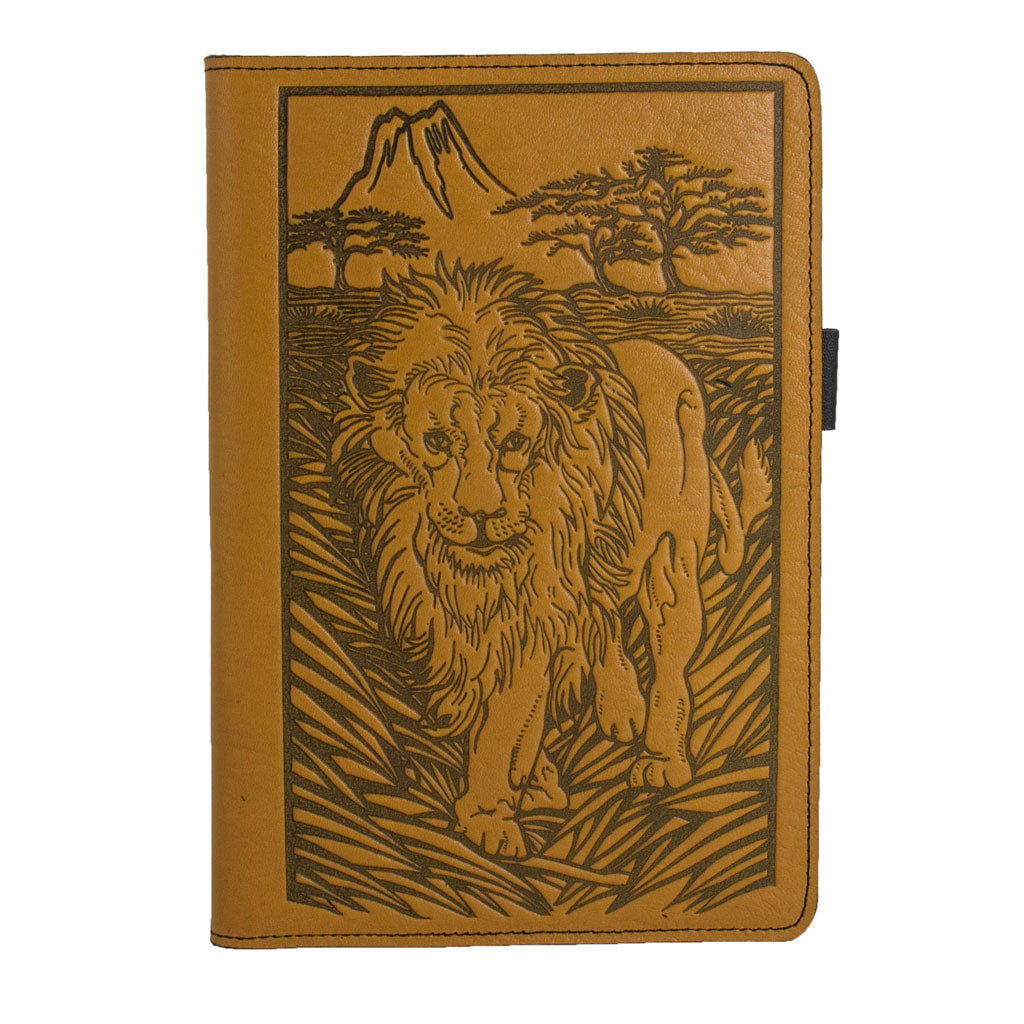 Leather Portfolio with Notepad, Pockets and Pen Holder, Lion