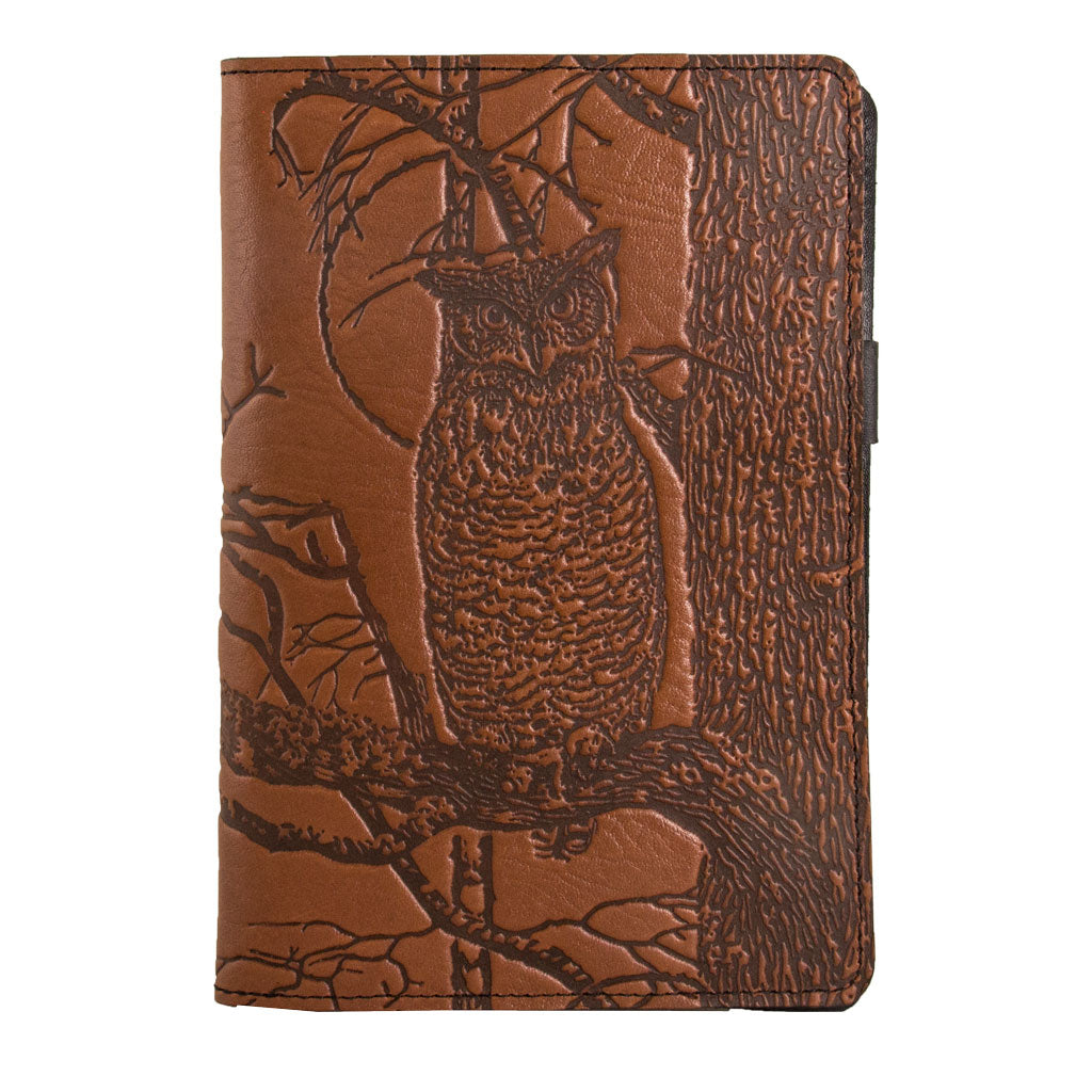 Leather Portfolio with Notepad, Pockets and Pen Holder, Horned Owl