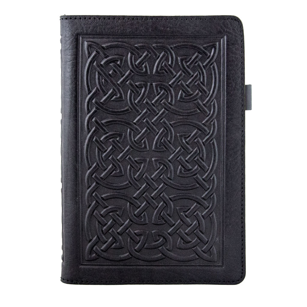 Leather Portfolio with Notepad, Pockets and Pen Holder, Bold Celtic, Closed