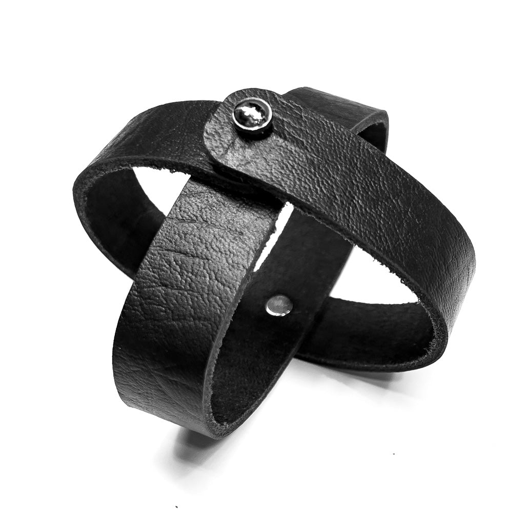 Premium Leather Coaster Holder, Handmade in The USA, Black Straps