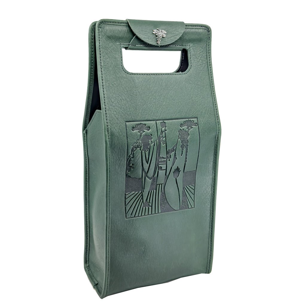 Oberon Desgn Wine Bottle Carrier Bag, Toasted Beardsley, Green