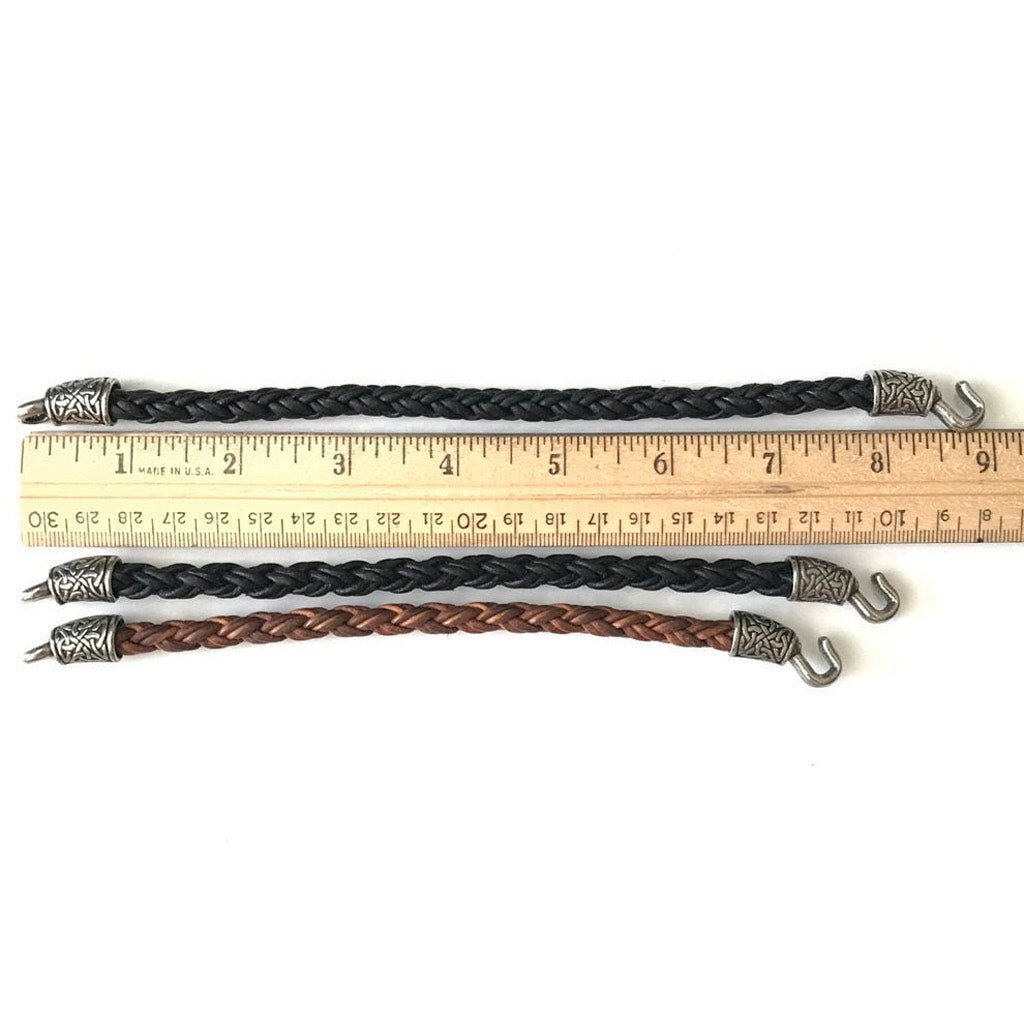 Oberon Design Braided Leather Bracelets. 3 sizes with Ruler