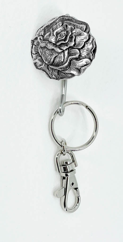 Oberon Design Hand Crafted Key Ring Purse Hook, Rose