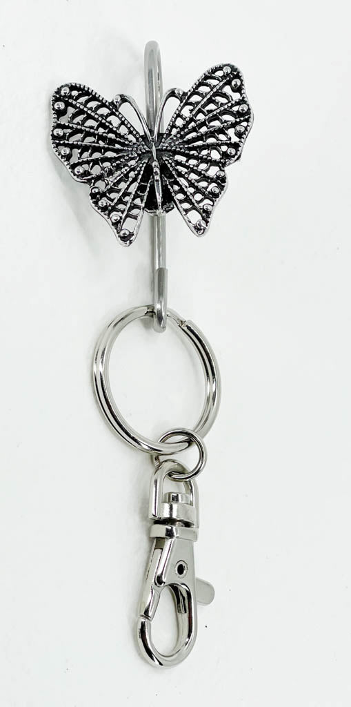 Oberon Design Hand Crafted Key Ring Purse Hook, Filigree Butterfly