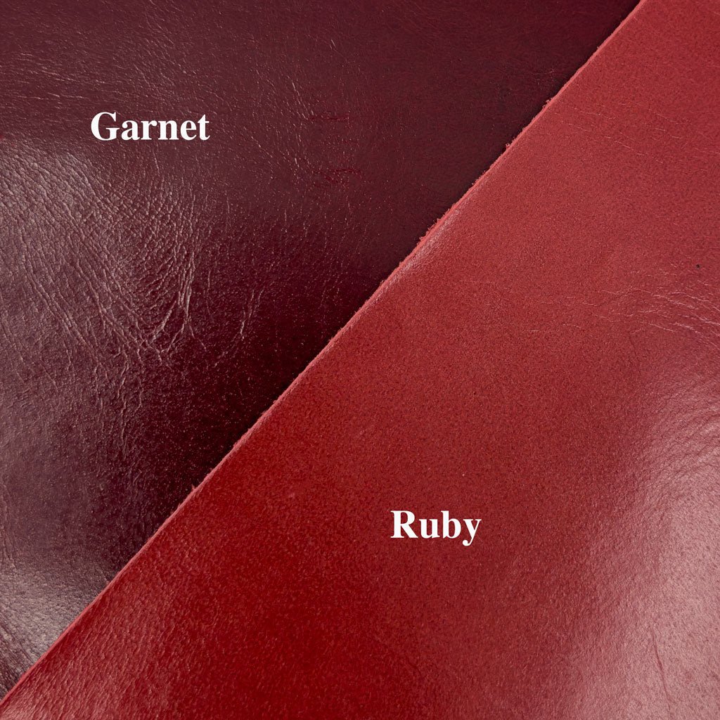 Leather 6 inch Zipper Pouch, Ruby and Garnet Compared