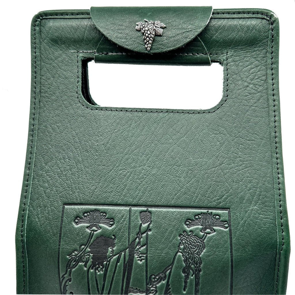 Oberon Desgn Wine Bottle Carrier Bag, Toasted Beardsley, Green Detail