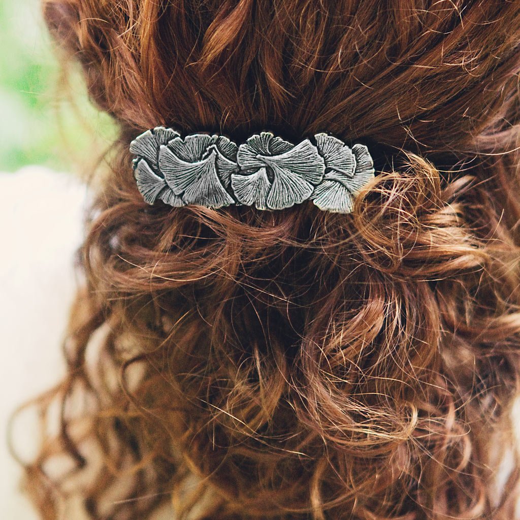 Oberon Design Ginkgo Leaf Jewelry Set, Hair Clip, Model