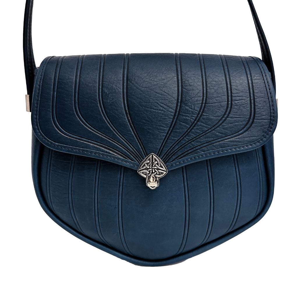 Leather Handbag, Olivia in Navy, Celtic closure