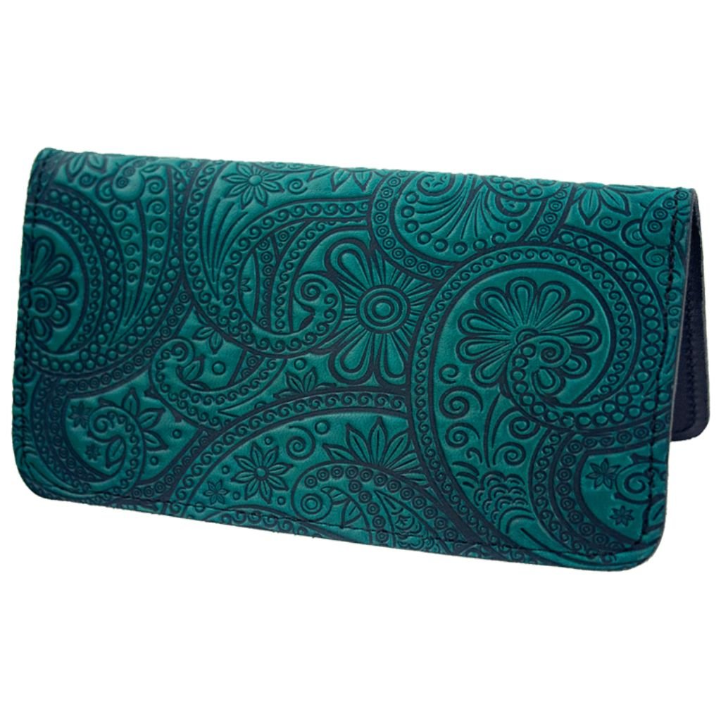 Checkbook Cover, Paisley in Teal