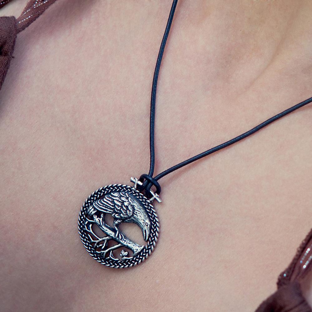 Oberon Design Raven Hand-Cast Britannia Metal Necklace