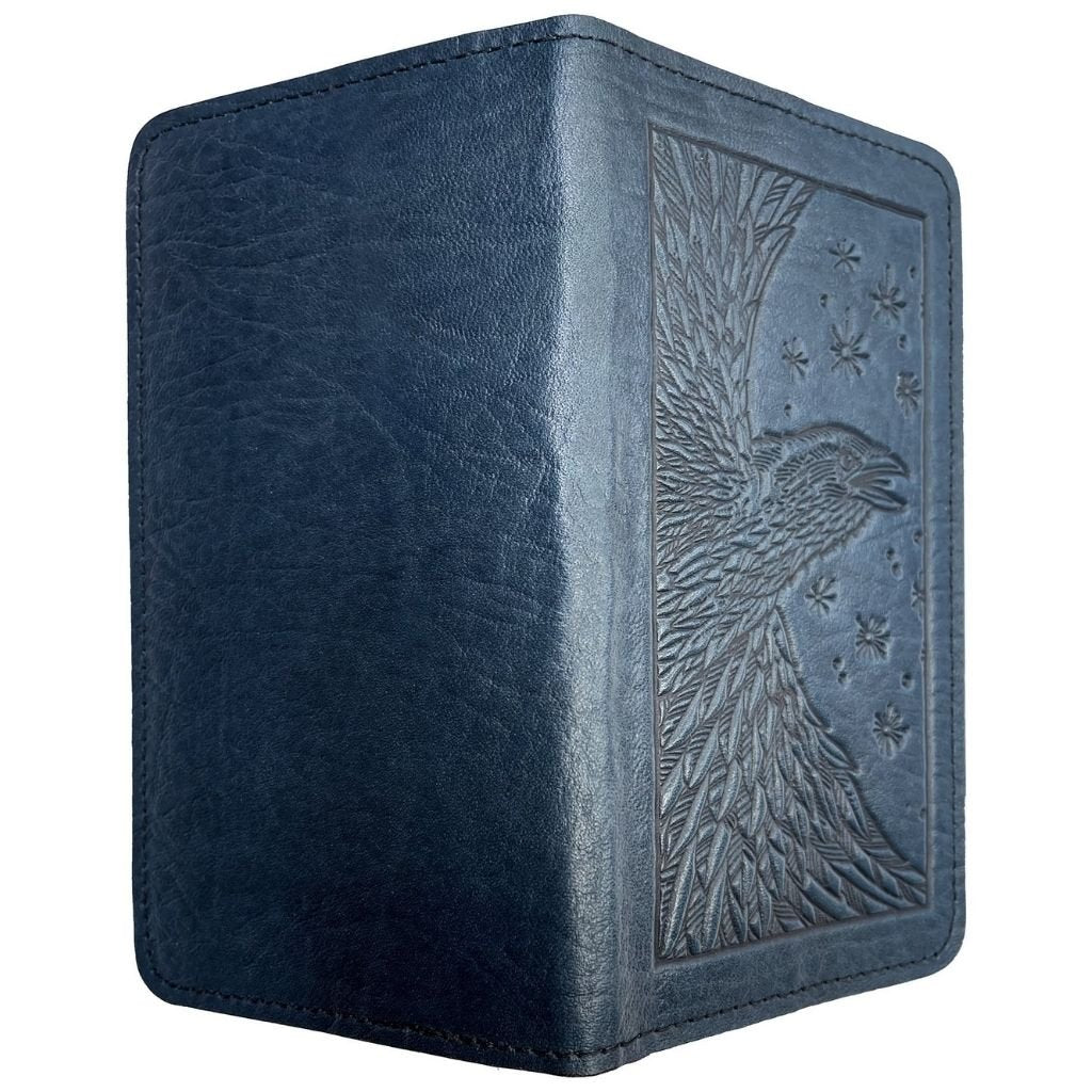 Checkbook Cover, Raven, Navy - Open