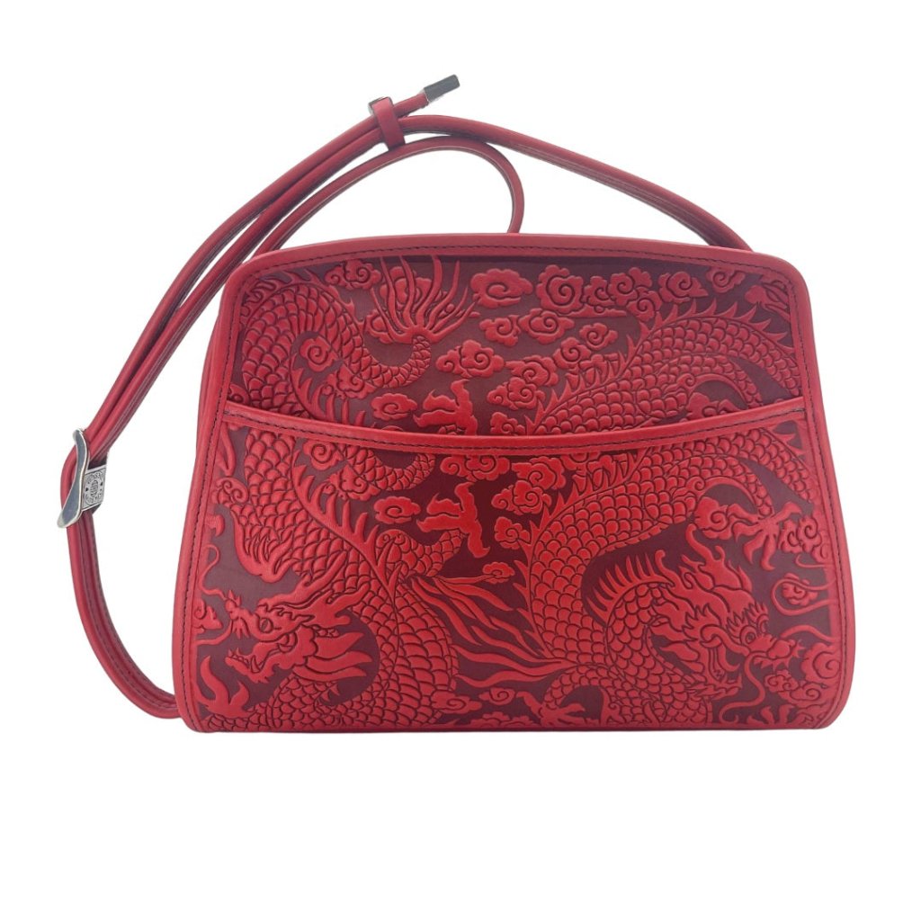 Retro crossbody cloud dragon in red by Oberon Design