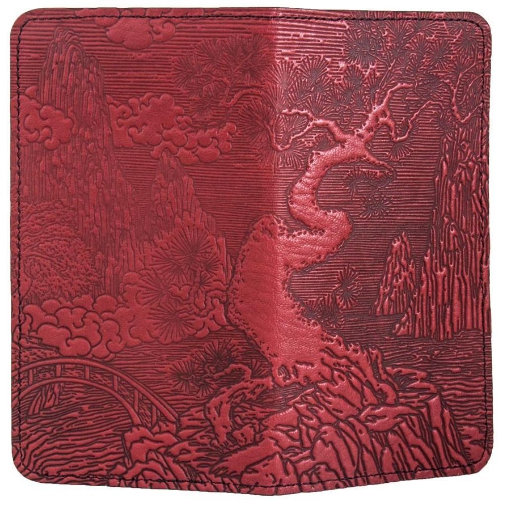Checkbook Cover, River Garden in Red - Open