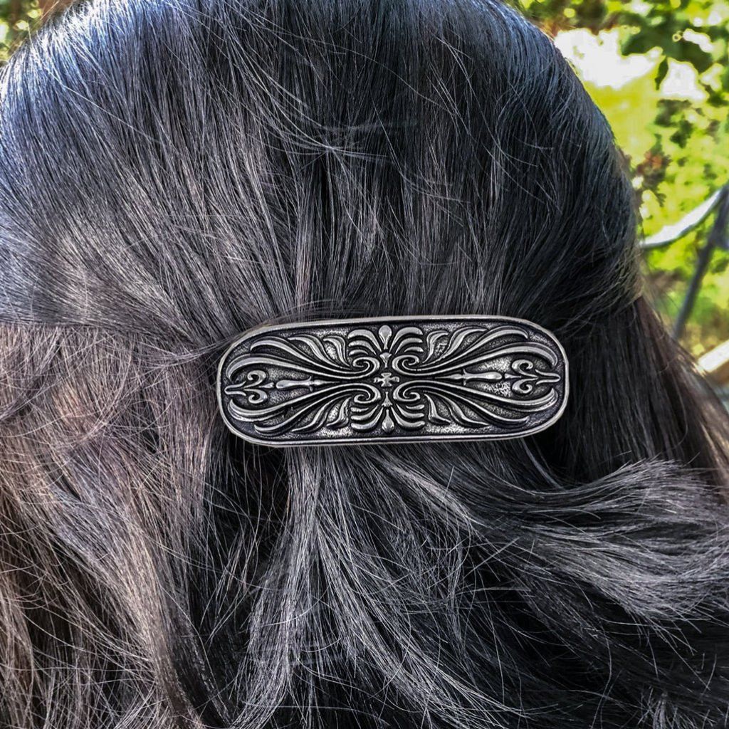 Oberon Design Hair Clip, Barrette, Hair Accessory, Scroll, Model 3