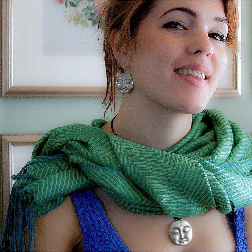 Oberon Design Britannia Metal Jewelry, Earrings, Serene Face