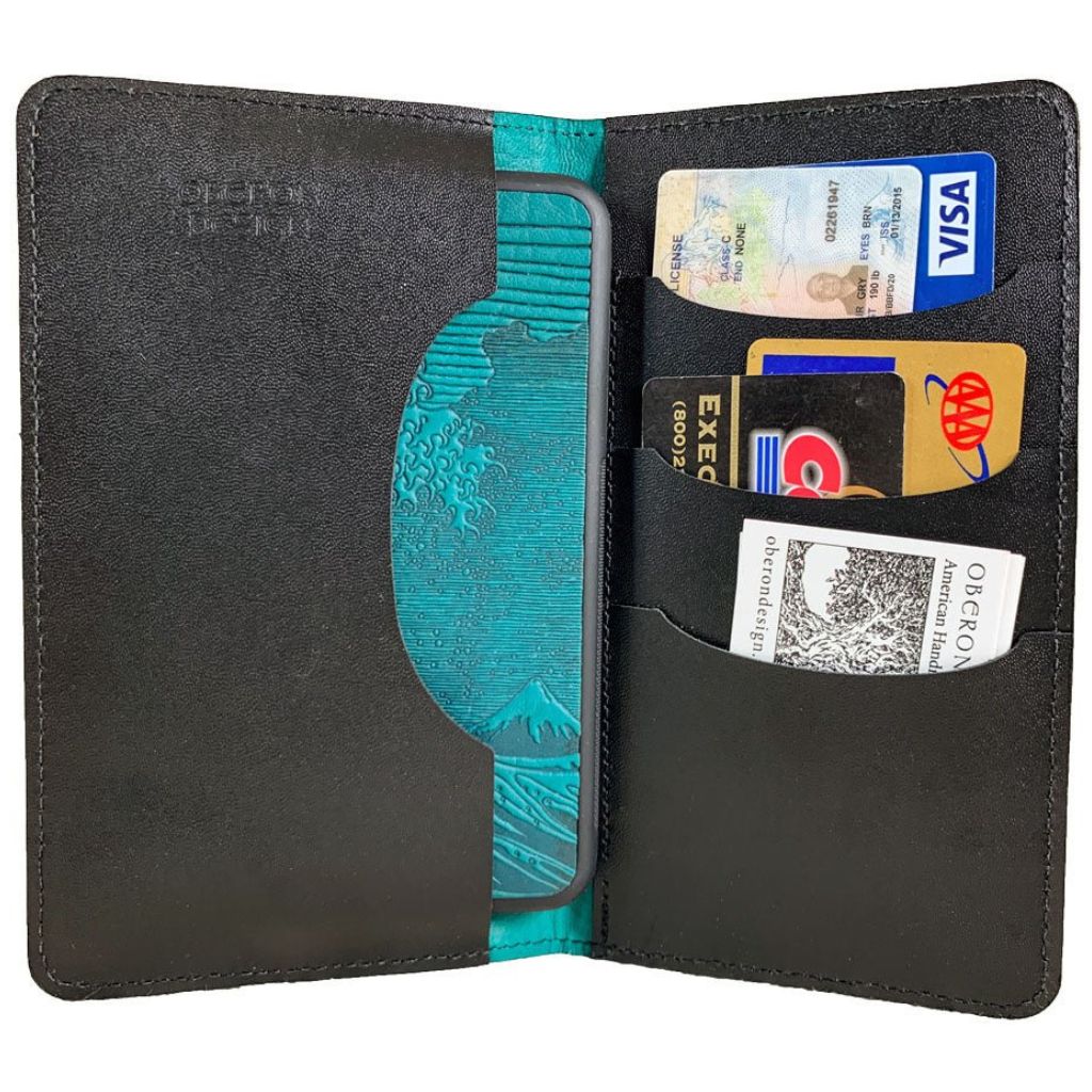 Smartphone Wallet, Paisley, Teal Interior With Phone