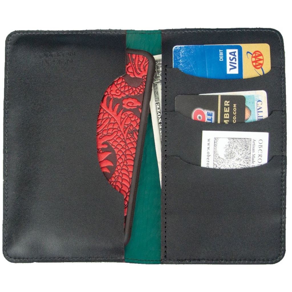 Smartphone Wallet, Teal Interior with Phone