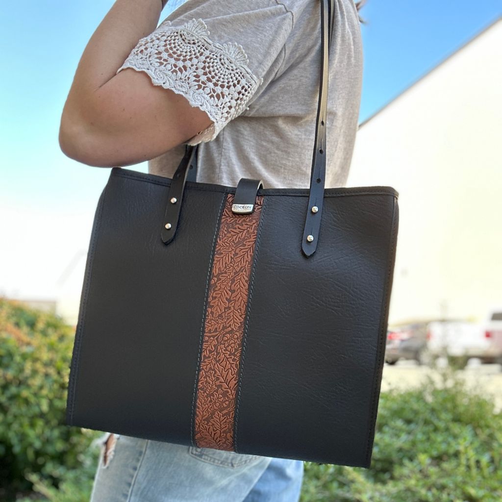 Sonoma Tote, Oak Leaves Model Image in Parking Lot