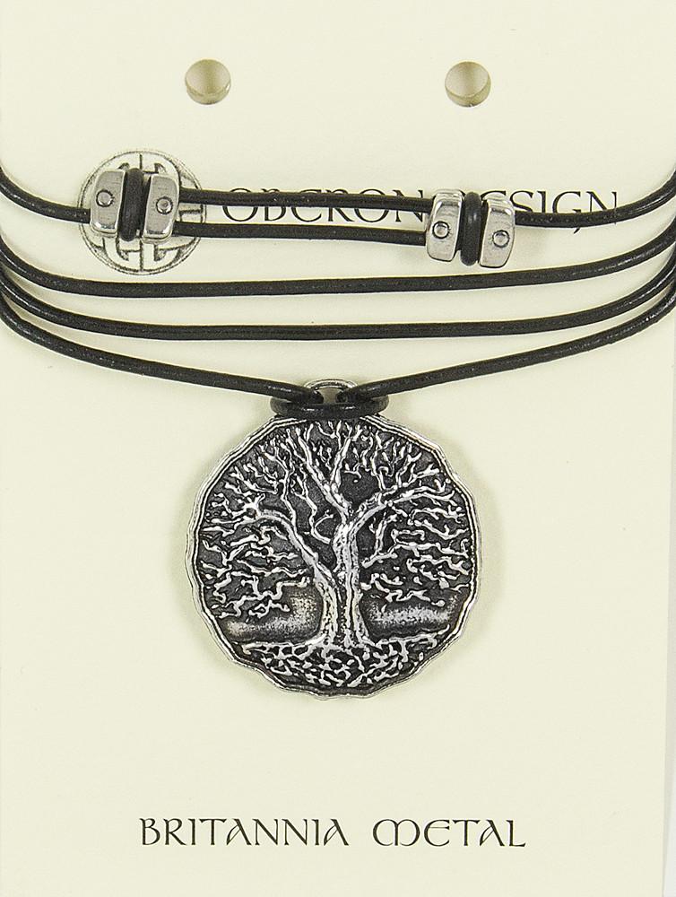 Oberon Design Britannia Metal Jewelry, Necklace, Tree of Life, Card