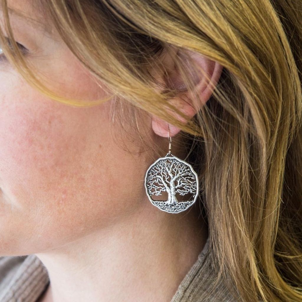 Oberon Design Britannia Metal Jewelry, Earrings, Tree of Life