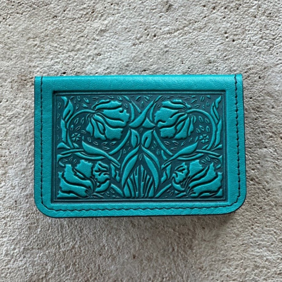 Oberon Leather Business Card Holder, Mini Wallet, William Morris