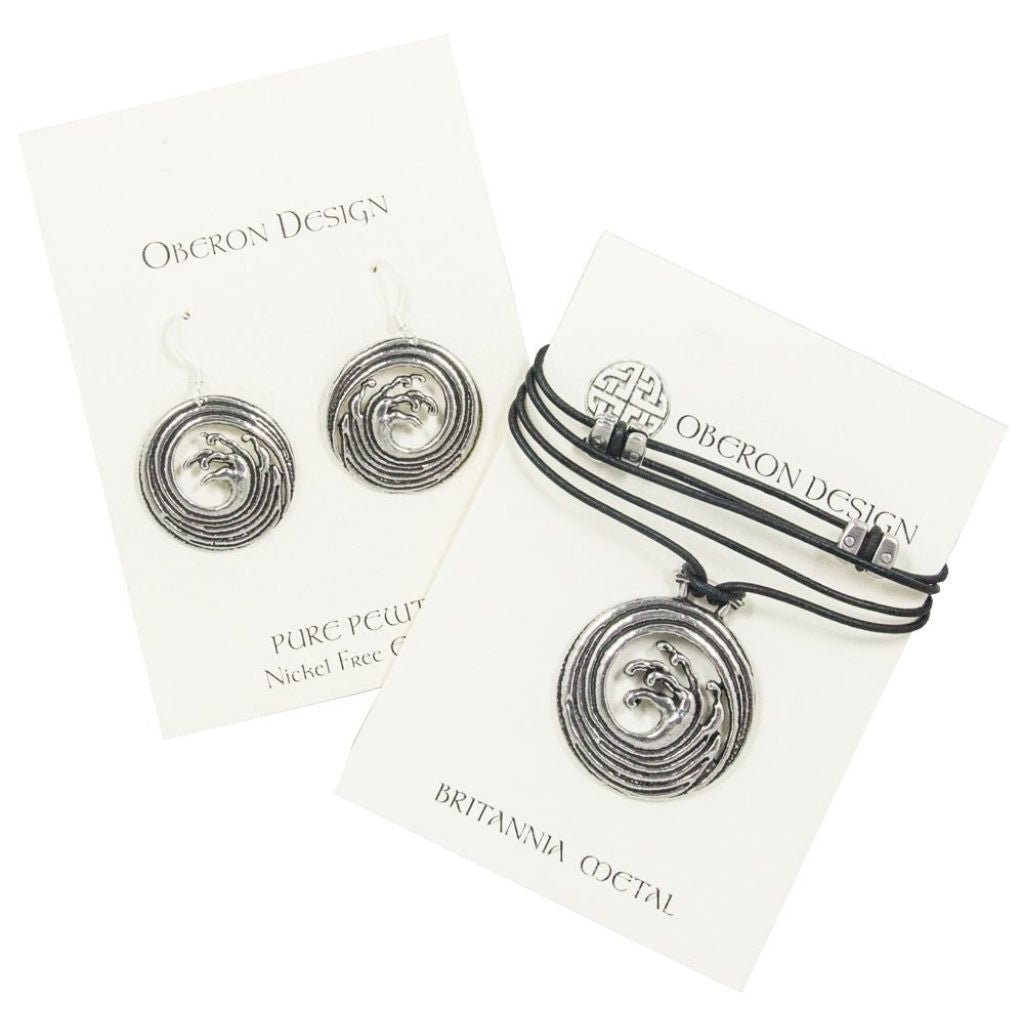 Oberon Design Britannia Metal Wave Jewelry Set, Hand Cast in the USA