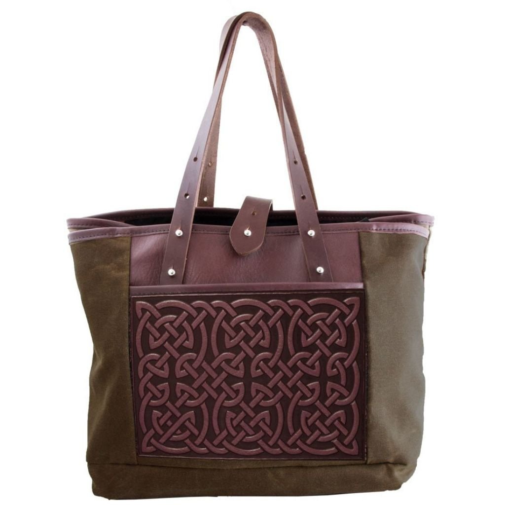 Everyday Tote, Bold Celtic in Tan & Wine