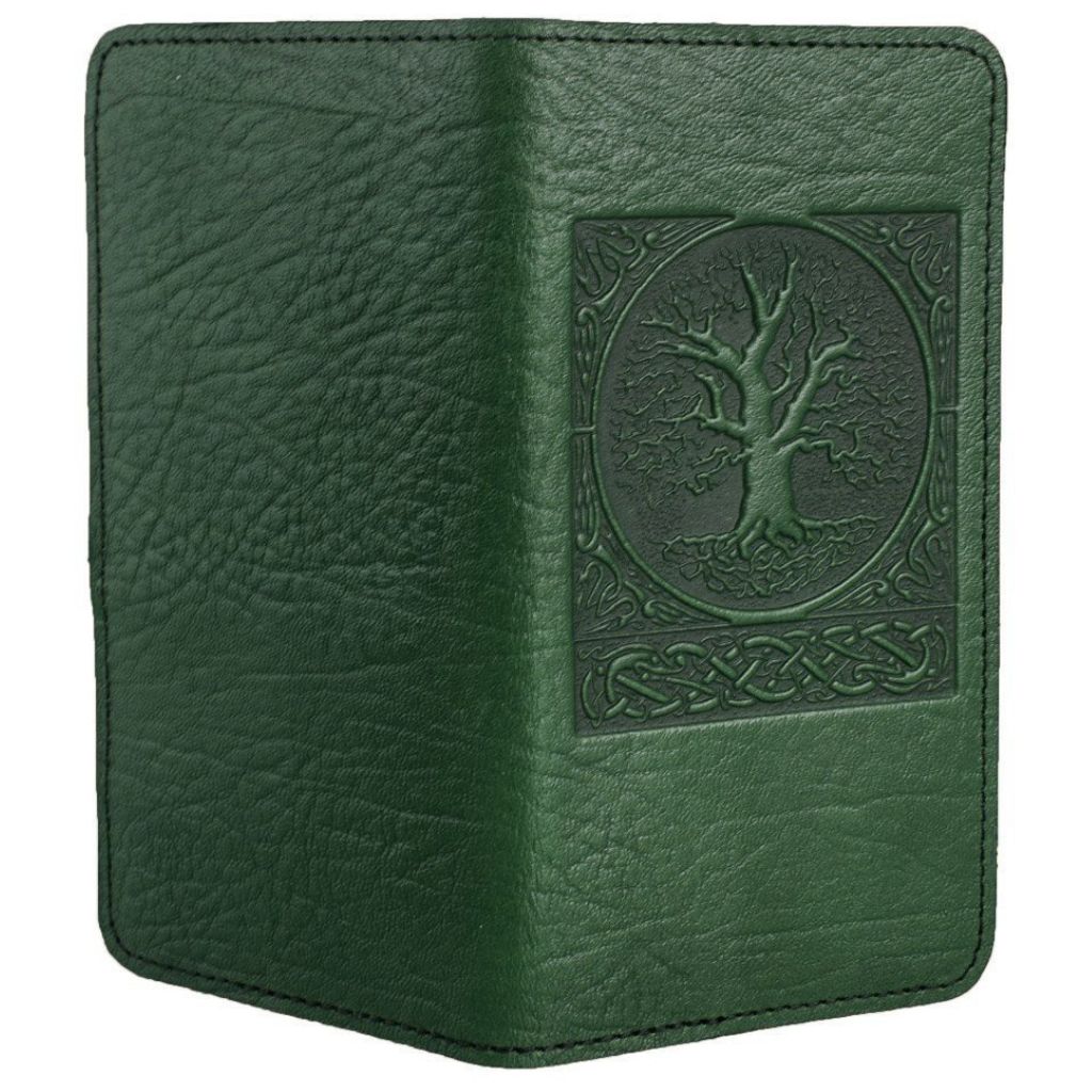 Checkbook Cover, World Tree in Green - Open