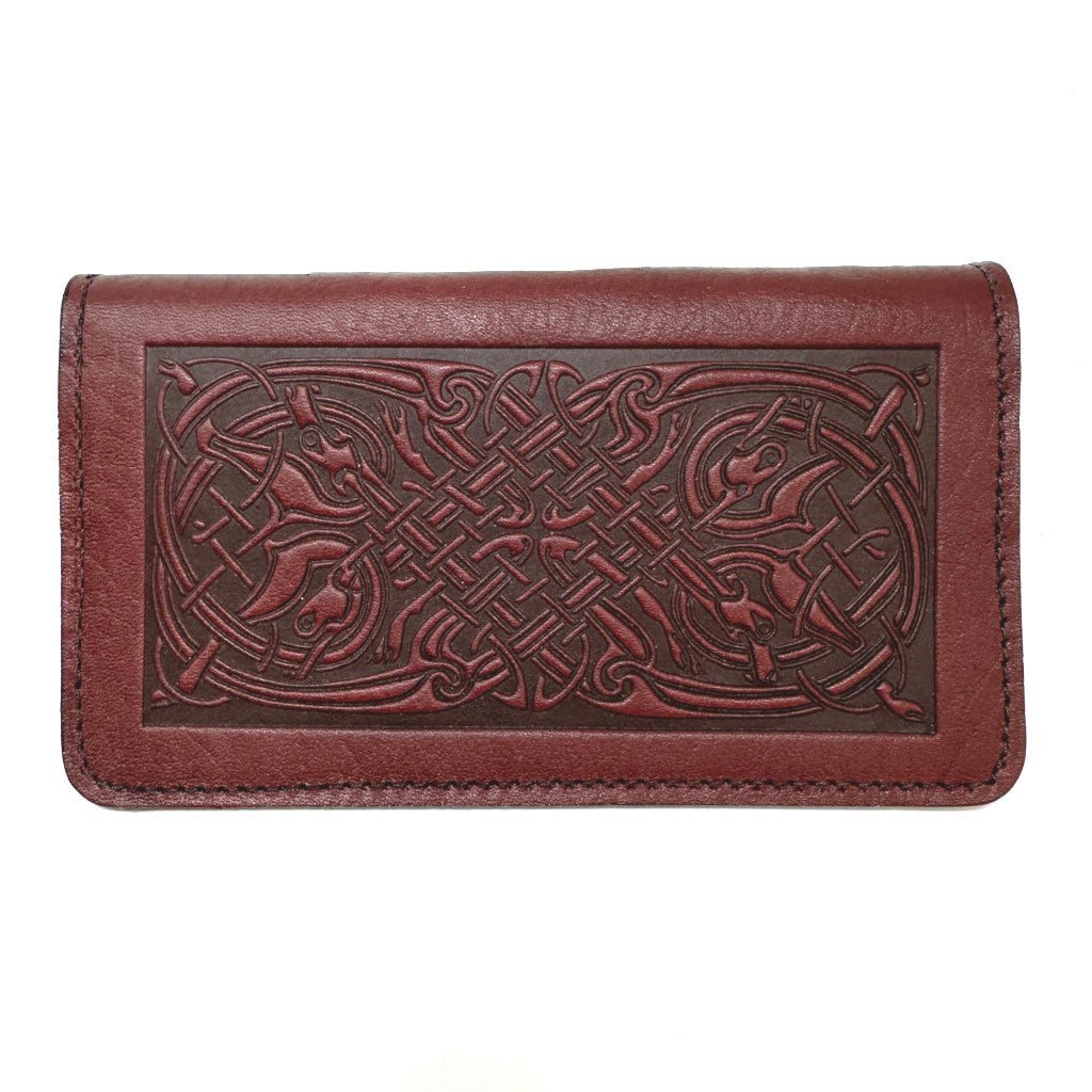 SECOND, Celtic Hounds Checkbook Cover in Wine