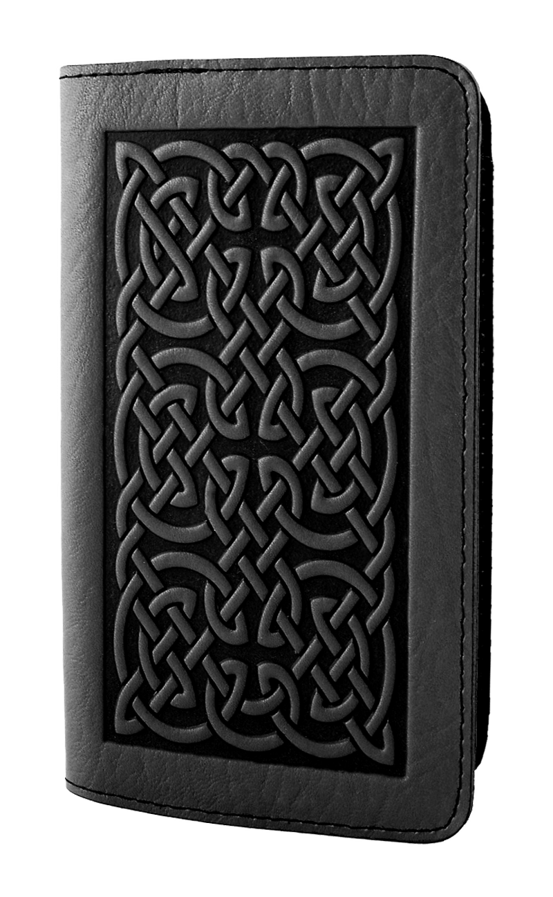 Oberon Design Small Leather Smartphone Wallet, Bold Celtic in Black