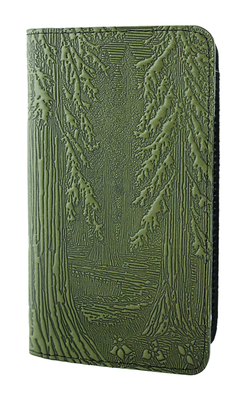 Oberon Design Small Leather Smartphone Wallet, Forest in Fern