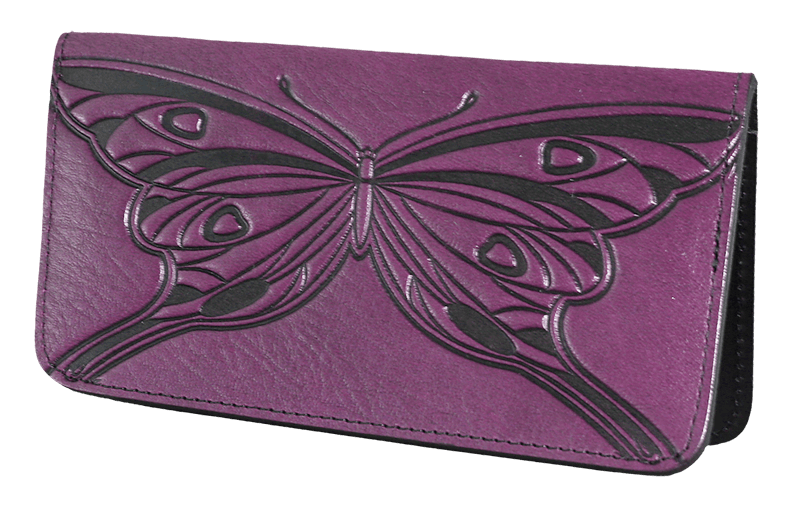 Oberon Design Small Oberon Design Small Leather Smartphone Wallet Case, Butterfly in Orchid