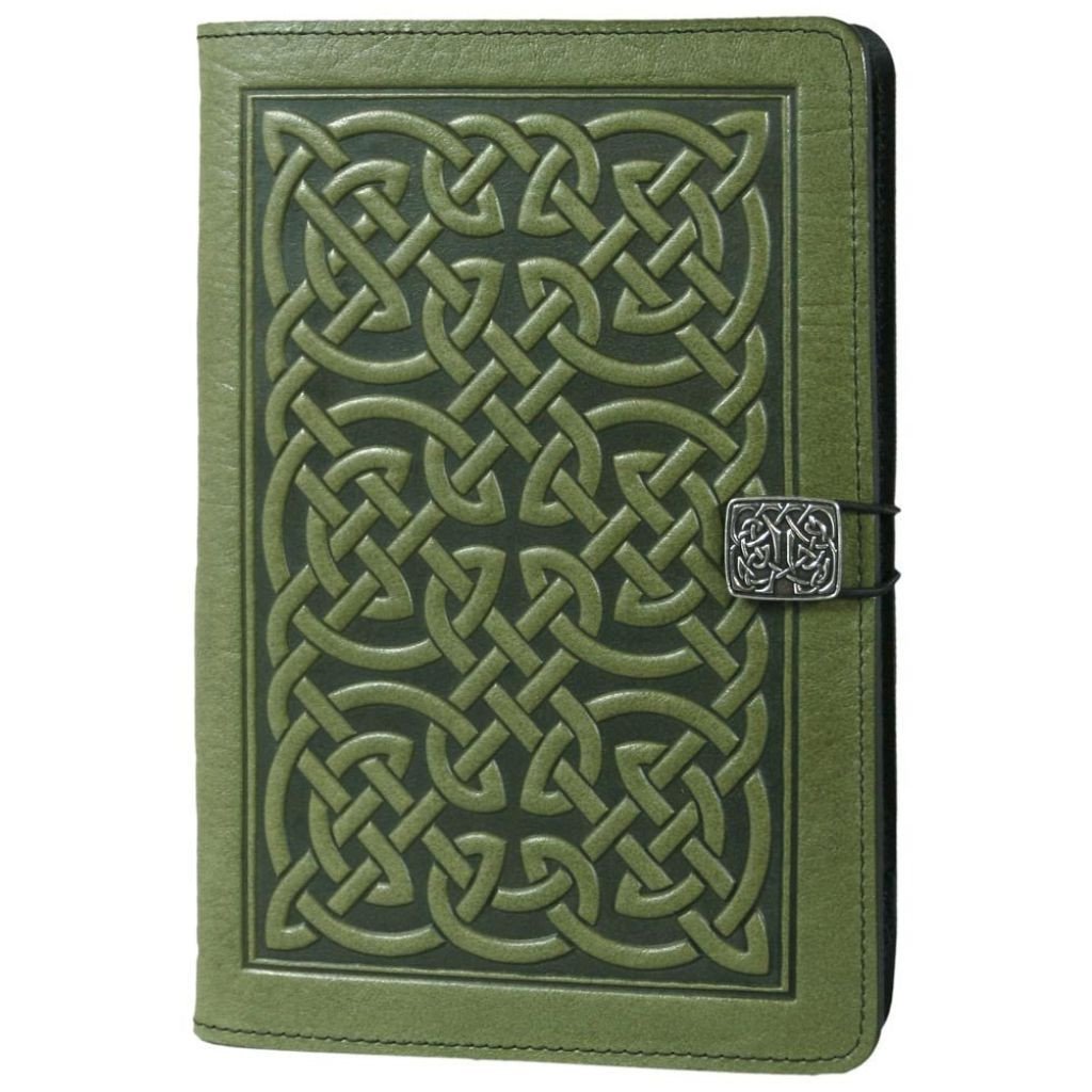 Oberon Design Leather iPad Mini Cover, Case, Bold Celtic, Fern