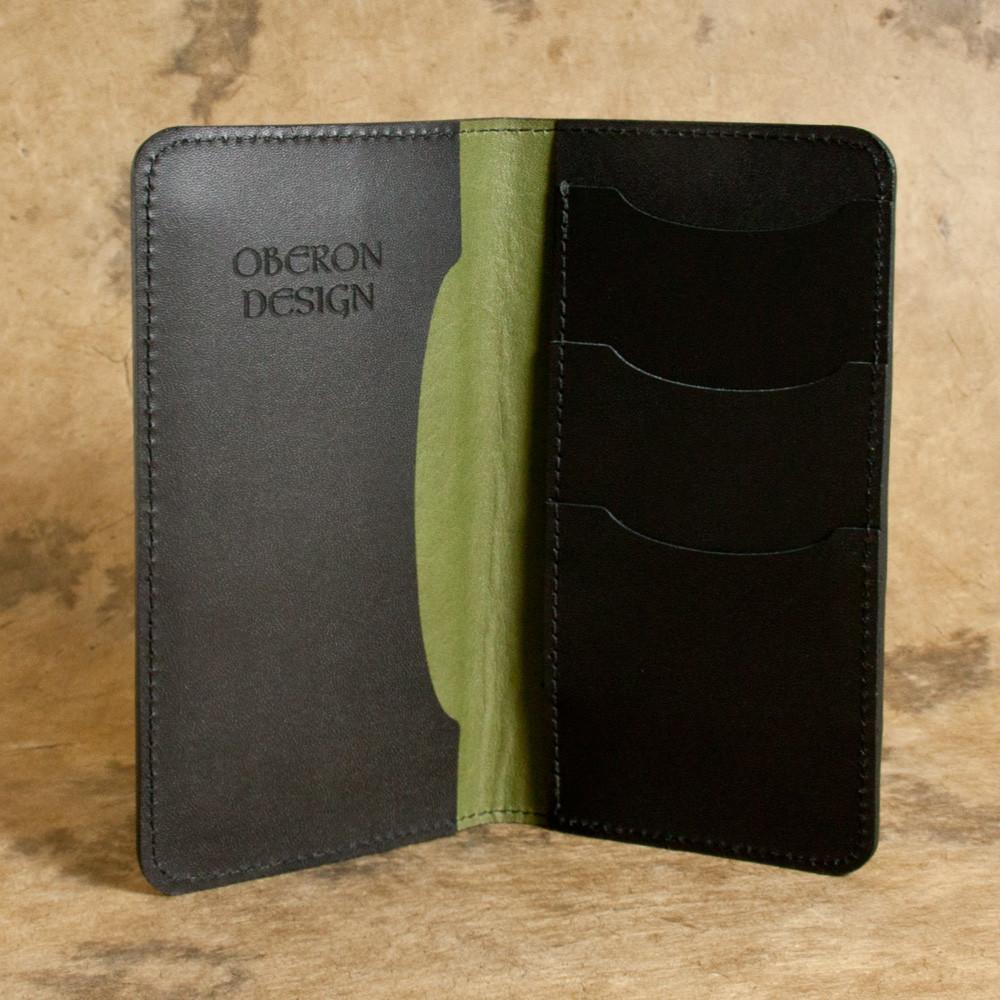 Oberon Design Small Leather Smartphone Wallet, Interior, Fern