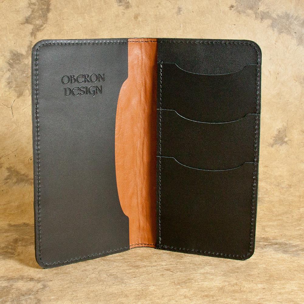 Oberon Design Small Oberon Design Small Leather Smartphone Wallet Case, Tree of Life in Saddle, Interior
