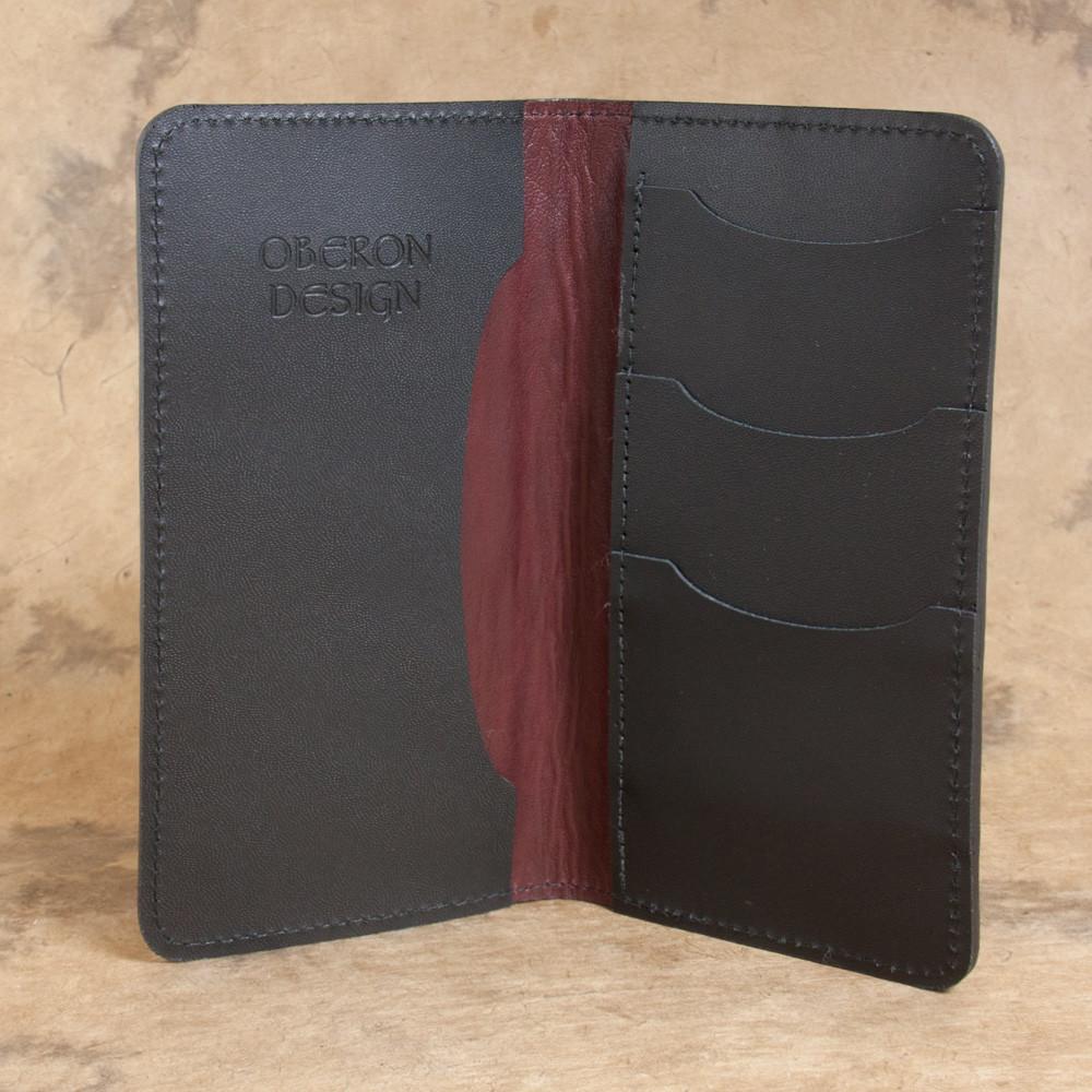 Oberon Design Small Leather Smartphone Wallet, Interior, Wine