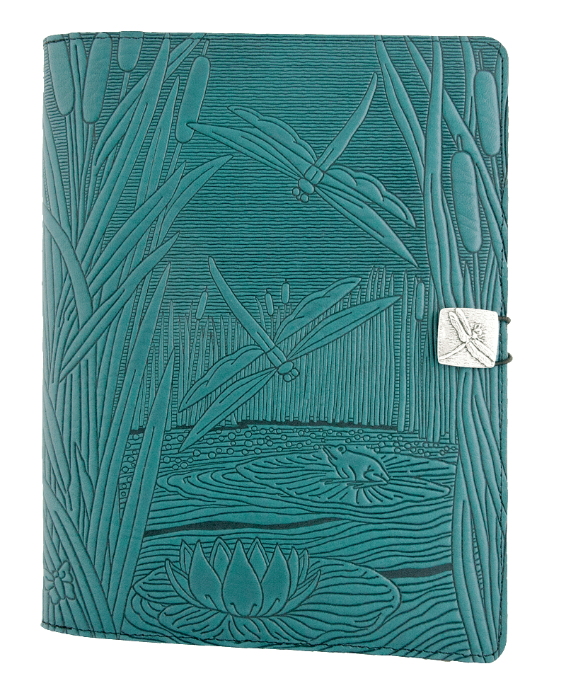 Leather iPad Covers, Cases | Dragonfly Pond in Teal