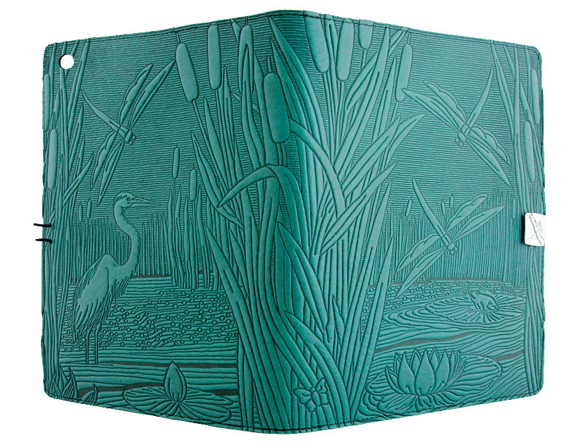 Leather iPad Covers, Cases | Dragonfly Pond in Teal
