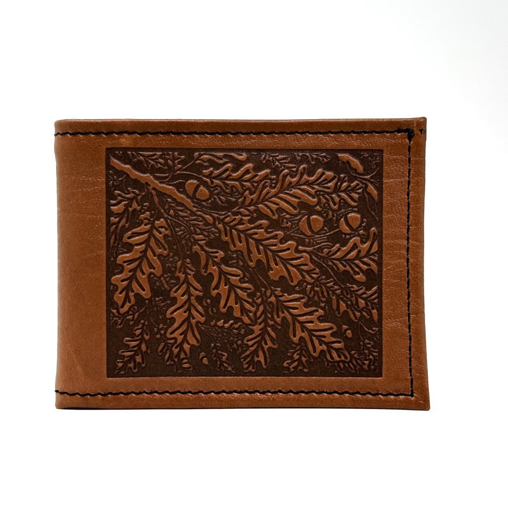 SECOND, Oak Leaves Bi-Fold Wallet in Saddle