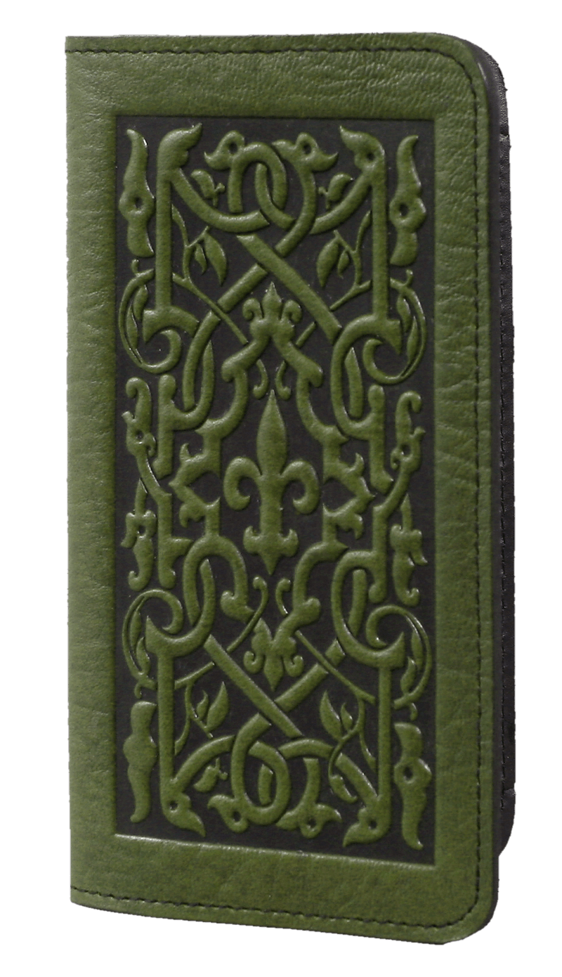 Oberon Design Small Oberon Design Small Leather Smartphone Wallet Case, The Medici in Fern