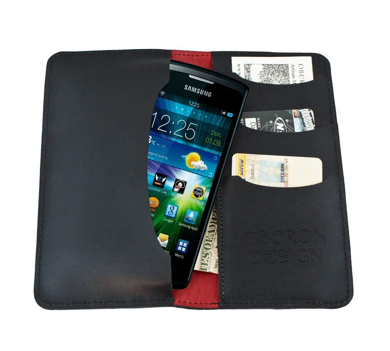Oberon Design Small Oberon Design Small Leather Smartphone Wallet Case Interior