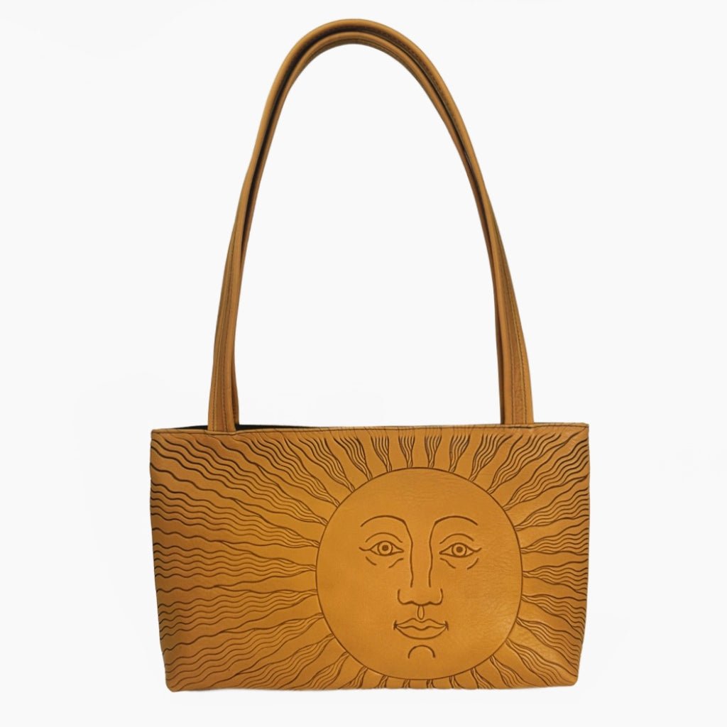 Leather handbag, streamline in Marigold by Oberon Design