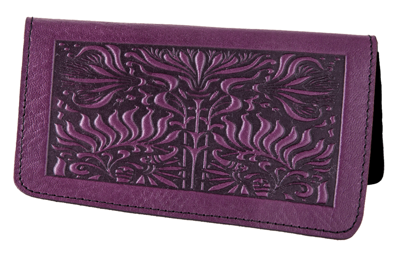 Oberon Design Small Oberon Design Small Leather Smartphone Wallet Case, Thistle in Orchid