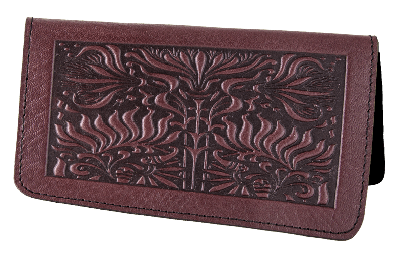 Oberon Design Small Oberon Design Small Leather Smartphone Wallet Case, Thistle in Wine